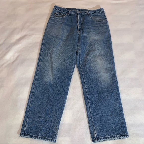L.L. Bean Other - Vintage LL Bean Double L Denim Fleece Lined Jeans Mens 36x30 Natural Fit Blue